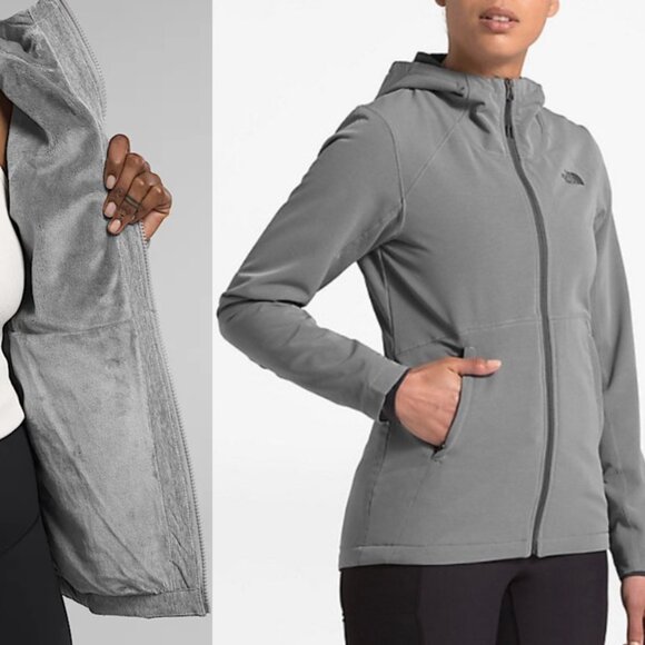 The North Face Shelbe Raschel Hoodie Jacket Gray Windproof Soft Shell - Picture 1 of 8